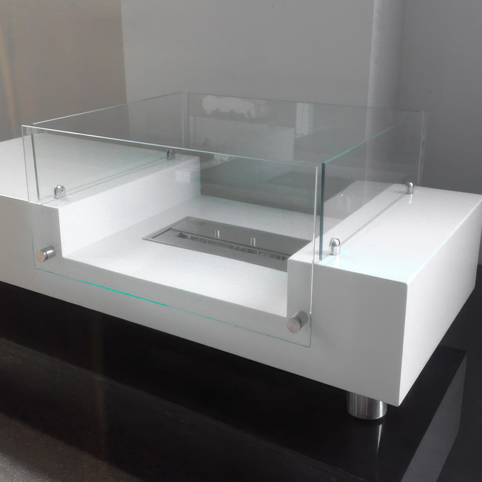 Журнальный столик с биокамином FlameLounge белый